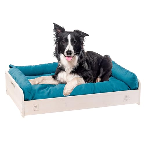 Ferplast Hundebett & Katzenbett mit Kissen Hall, Hundebett waschbar, FSC-Holz, Innenhundezwinger, Hundebett mittelgroße Hunde, katzenbett waschbar, atmungsaktiv & rutschfest, 80,5 x 53 x h 17,5 cm von Ferplast