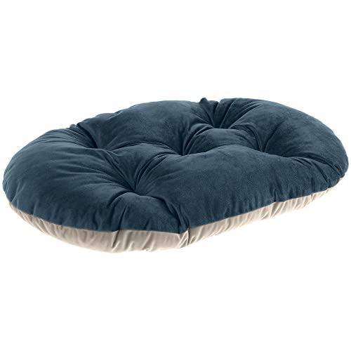 Ferplast Hundekissen Hundebett Katzenkissen Katzenbett Prince 55, Gepolstertes Haustierbett, doppelseitig verwendbar, weicher Samt, waschbar, 55 x 36 cm, blau von Ferplast