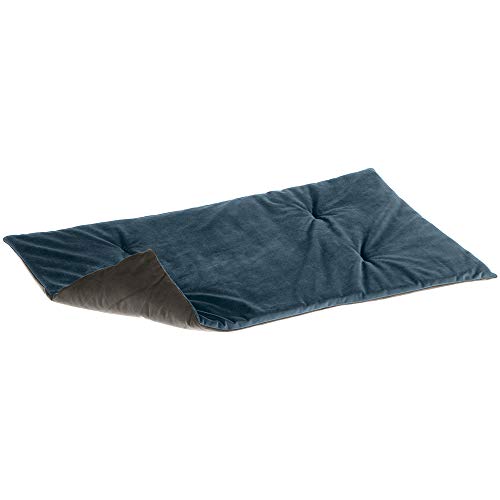 Ferplast Hundedecke Katzendecke BARON 95, Katzenkissen Hundematte, Double-face, Samtweich, Waschbar, 95 x 60 cm, Blau von Ferplast