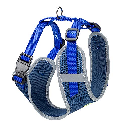 Ferplast Hundegeschirr Kleine Hunde Nikita S, atmungsaktives Hundegeschirr, gepolstert und verstellbar, leicht zu tragen, reflektierende Kanten, Brustumfang 30–41 cm. Blau von Ferplast