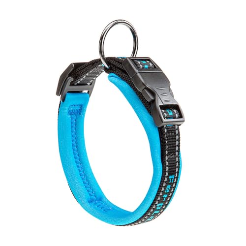 Ferplast Hundehalsband Sport Dog, Weich Gepolstertes Nylon Hunde Halsband für Kleine Hunde, Verstellbare und Reflektierend, Größe: 1,5 cm (25-35 cm), Blau von Ferplast