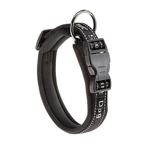 Ferplast Hundehalsband Sport Dog, Weich Gepolstertes Nylon Hunde Halsband für Kleine Hunde, Verstellbare und Reflektierend, Größe: 1,5 cm (25-35 cm), Grau von Ferplast