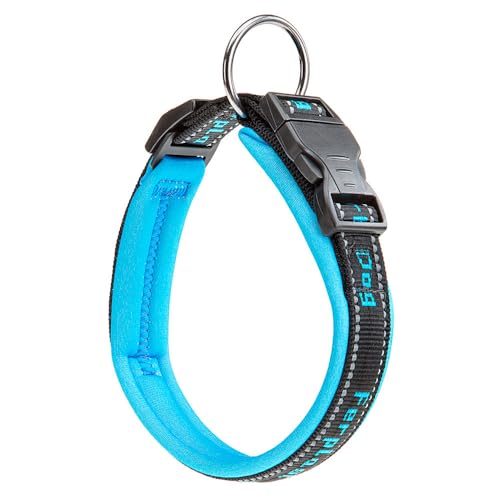 Ferplast Hundehalsband Sport Dog, Weich Gepolstertes Nylon Hunde Halsband für große Hunde, Verstellbare und Reflektierend, Größe: 2,5 cm (45-55 cm), Blau von Ferplast