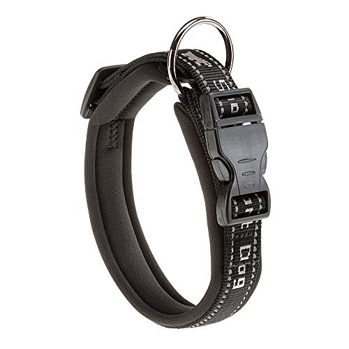 Ferplast Hundehalsband Sport Dog, Weich Gepolstertes Nylon Hunde Halsband für mittelgroße Hunde, Verstellbare und Reflektierend, Größe: 2 cm (33-43 cm), Grau von Ferplast