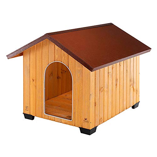 Ferplast Hundehütte XXL große Hunde Domus Maxi aus FSC-Holz, Hundehaus Outdoor Wetterfest, Isolierende Kunststofffüße, Tür mit Bissschutzkante aus Aluminium, 108 x 130 x h 103 cm. von Ferplast