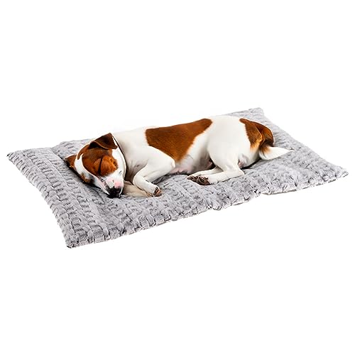 Ferplast Hundekissen Hundesofa Hundebett Mittelgroße Hunde Zweiseitig Warmer Plüsch und Baumwolle, 76 x 50 x 5 cm.Grau von Ferplast