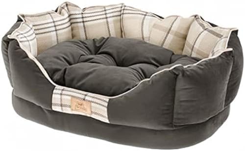 Ferplast Hundekörbchen Hundesofa Katzenbett CHARLES 70 Katzenkörbchen mit Kissen, Weiches Velours, Washbar, 68 x 47 x h 25 cm, Braun von Ferplast