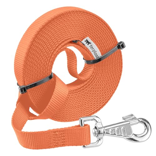 Ferplast Hundeleine Club, hundeleine lang 15m, Trainingsleine, Nylonleine mit Metallkarabiner und Handgriff, Lange Leine für Hunde, Hundeleine 15m, Orange von Ferplast