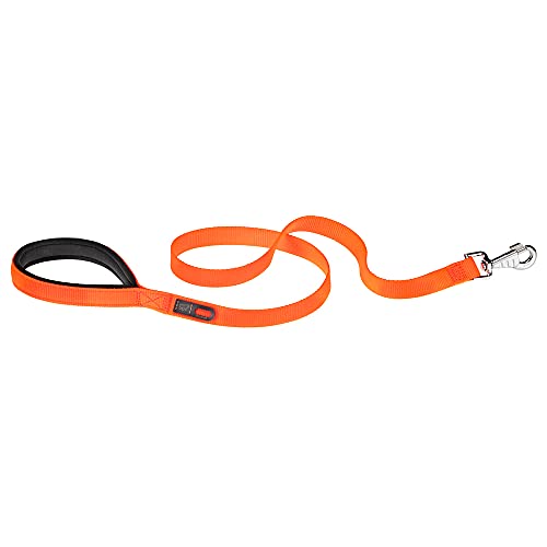 Ferplast Hundeleine Daytona, Hundeleine mittelgroße/große Hunde, aus Nylon, 120 cm, mit bequemem, gepolstertem Griff und Metallkarabinerhaken. Orange von Ferplast