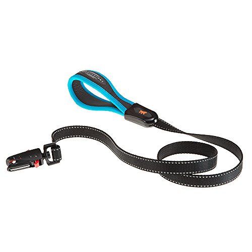 Ferplast Hundeleine ERGOFLUO Matic, Hundeleine Mittelgroße Hunde, Innovativer Karabiner mit Magnetmechanism, Ergonomisch Gepolsterter Griff, aus Nylon, 120 cm, Blau von Ferplast