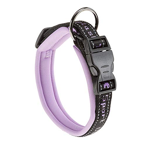 Ferplast Hundehalsband Sport Dog, Weich Gepolstertes Nylon Hunde Halsband für mittelgroße Hunde, Verstellbare und Reflektierend, Größe: 2 cm (33-43 cm), Violett von Ferplast