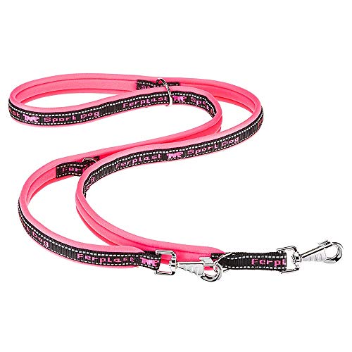 Ferplast Hundeleine Sport DOG, Trainingsleine für Hunde, Hundeleine Große Hunde, Gepolsterter, Reflektierende Nähte, aus Nylon, Metallkarabinerhaken, aus Nylon, 200 cm, Rosa von Ferplast