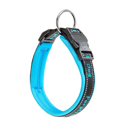 Ferplast Hundehalsband Sport Dog, Weich Gepolstertes Nylon Hunde Halsband für große Hunde, Verstellbare und Reflektierend, Größe: 2,5 cm (35-45 cm), Blau von Ferplast