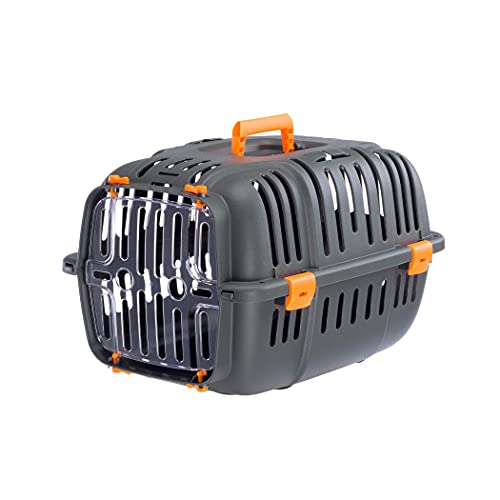 Ferplast Jet Pet Carrier Transportbox für Hunde, geeignet für kleine und kleine Katzen, Maße zusammengebaut: 47 x 32 x 39 cm (L x B x H), Orange von Ferplast