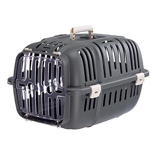 Ferplast Jet Pet Transporttasche für Hunde, geeignet für XS Hunderassen und kleine Katzen, zusammengebaute Maße: 56 x 36 x 33 cm, Grau von Ferplast