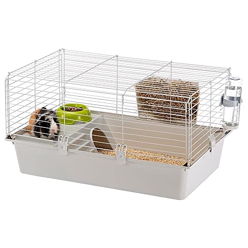 Ferplast Kaninchenkäfig käfig für Hasen, Nagerkäfig, Meerschweinchen- Kaninchenstall mit Zubehör, 77 x 48 x H 42 cm von Ferplast