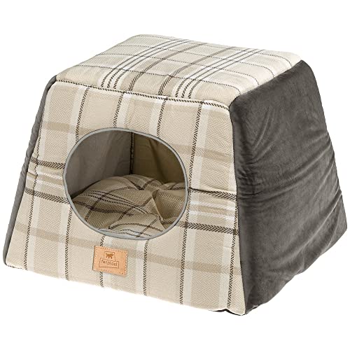 Ferplast Katzenbett Katzenhöhle Katzenkorb EDINBURGH, Katzenhaus Weiches Velours, Waschbar, 44 x 44 x h 33 cm, Braun von Ferplast