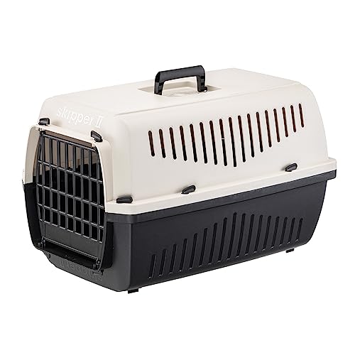 Ferplast Katzentransportbox SKIPPER 2, Hundetransportbox, Haustiertransportbox für kleine Hunde und Katzen bis 8 kg, Hundetransportbox, Katzentransportbox, 55x36xH 33 cm, aus Kunststoff mit Klappgriff von Ferplast