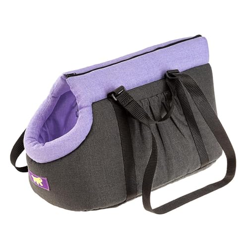 Ferplast Hundetasche BORSELLO, Hundebox, Transportbox Katze, verstellbare Griffe, Sicherheitsgurt, waschbar bei 30°, max. 8 kg, 43 x 24 x h 24 cm, Lila von Ferplast