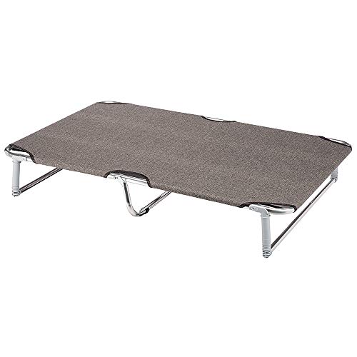 Ferplast Klappbett für Hunde Dream 115, Liege aus massivem Aluminiumrahmen mit Stoffbezug und verstärkten Gummibändern, 119 x 79 x H 18 cm Taupe von Ferplast