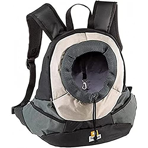 Ferplast Hunderucksack KANGOO, Katzentrucksack, Hundetasche, weite Öffnung, Sicherheitsgurt, verstellbare Gurte, max. 8 kg, 41,5 x 20 x 43H cm, Grau von Ferplast