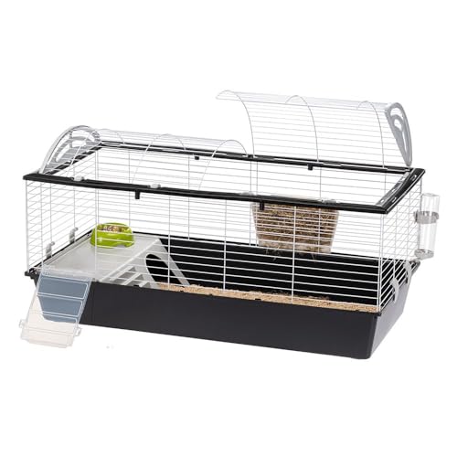 Ferplast Nagetierkäfig CASITA 120 für Kaninchen, Meerschweinchen, Meerschweinchen, aus Metall, inklusive Zubehör: Futterkrippe, Trinkflasche, Napf, Haus, Leiter. 119x58xh60cm von Ferplast