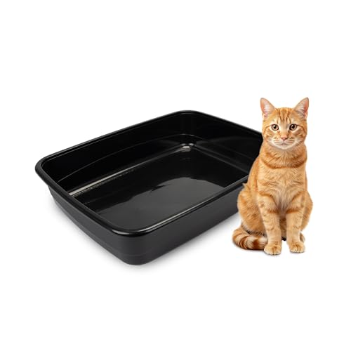 Ferplast Katzenklo XXL, offene Katzentoilette, Katzenklo ohne Deckel aus Kunststoff, Katzentoilette für große Katzen, 49,5 x 64,5 x H 14,5 cm, schwarz von Ferplast