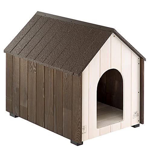 Ferplast Outdoor-hundehütte, hundehaus koya Large aus fsc-Holz mit ungiftiger Farbe, belüftungslöchern, isolierenden füßen, 63,5 x 91,5 x h 78 cm von Ferplast