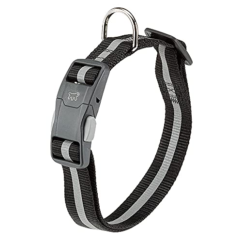 Ferplast Reflektierendes Hundehalsband CLUB REFLEX C15 / 44 aus Nylon mit Magnetschnalle, ideal für Abendspaziergänge von Ferplast