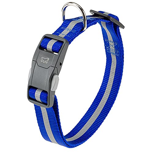 Ferplast Reflektierendes Hundehalsband CLUB REFLEX C20/56 aus Nylon mit Magnetschnalle, ideal für Abendspaziergänge von Ferplast