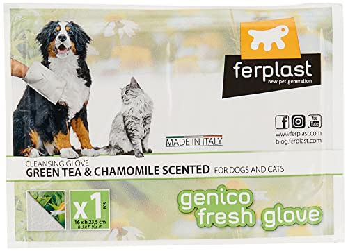 Ferplast Reinigungstuch GENICO FRESH GLOVE für die Hygiene von Hunden und Katzen, nasser Handschuh, ohne Ausspülen, verändert den pH-Wert nicht von Ferplast