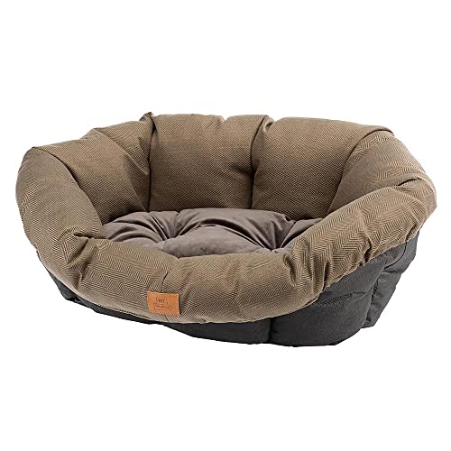 Ferplast Hundekissen, Hundebett und Katzenbett SOFA 'CUSHION 6 Kissen für Haustiere, gepolsterter Bezug, weiche waschbare Baumwollpolsterung, verstellbar mit Gummizug, 73 x 55 x h 27 cm braun von Ferplast