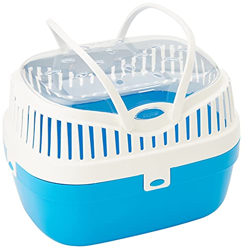 Ferplast Transportbox für Hamster und andere kleine Nagetiere Aladino Medium Reisekäfig für Hamster, Belüftungsgitter, komfortabler Griff, sicherer Verschluss, 30 x 23 x 21 cm, blau von Ferplast