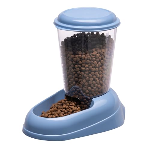 Ferplast Krokettenspender für Hunde und Katzen Zenith 3 Liter Futterkäfig Kekse für Haustiere, Rutschfester Boden, 20,2 x 29,2 x H 28,8 cm Blau von Ferplast