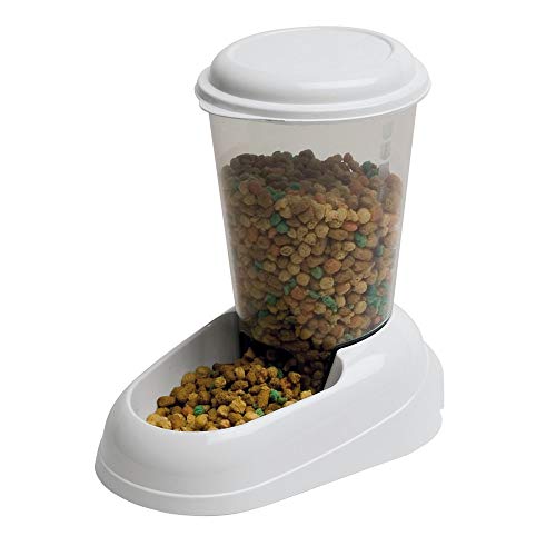 Ferplast Trockenfutter-Spender für Hunde und Katzen 3 Liter Zenith Praktischer Spender Futter-Spender für Tiere, durchsichtiger Behälter mit Deckel, rutschfester Boden, 20,2 x 29,2 x 28,8 cm, weiß von Ferplast