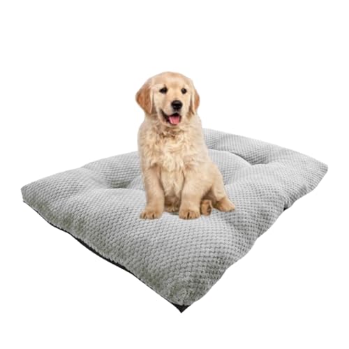 Fesky Großes Hundebett, waschbar, Plüsch, Katzenbett, Kissen, Matratze mit rutschfester Unterseite, weich, warm, gemütlich, Hundematte, Grau, 110 x 75 cm von Fesky