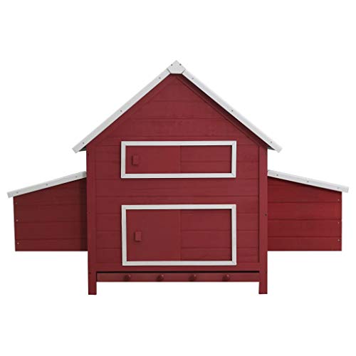 Festnight Hühnerstall Holz Hühnerhaus Geflügelstall Kleintier Käfig mit einem vorderen Lüftungsfenster und Zwei Legeboxen Rot und Weiß 157 x 97 x 110 cm Holz von Festnight