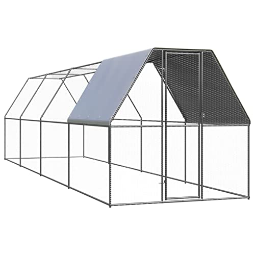 Festnight Outdoor Hühnerkäfig Verzinkter Stahl 2x8x2 m Hühnerstall Geflügelstall Hühnerhaus Vogelkäfig Hühnergehege Kaninchenkäfig Kleintierstall Freigehege für Huhn Henne Ente Gans von Festnight