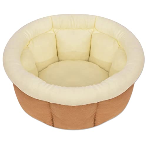 Festnight Runde Hundebett Hundesofa Rundes Hundekissen Hunde Couch Hunde Sofabett Katzenbett Handwaschbar Beige 40 x 40 x 20 cm von Festnight