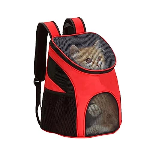 Pet Bag Schulter im Freien – atmungsaktiver Rucksack für Haustiere, stoßfest, faltbar, für Katzen, Reisen, mit Tragegriff für Haustiere und Katzen (Rot) von Feuerblitz