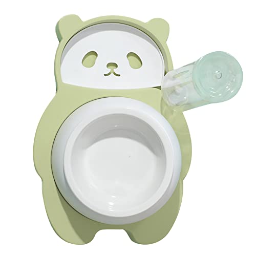 Set Futterspender für Haustiere Automatisch – Katzenfutternapf, 4-in-1, multifunktional, Cartoon-Panda, 15 Grad geneigt, erhöhter Wassernapf für Haustiere, mit Edelstahlnapf (Frisches Grün) von Feuerblitz