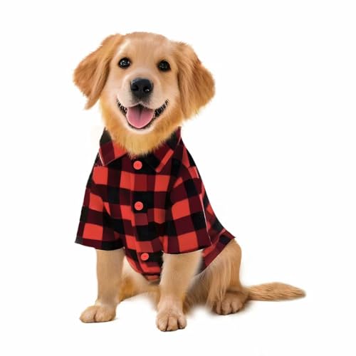 Hundeshirt Kariertes Rot Büffel Hundekleidung Kariertes Haustier Hemd Tartan Hunde Shirts Lässiges Katzen Hund Shirt Hundeoutfit für Kleine Mittlere und Große Hunde Weihnachten Hundekostüm(L) von Feuvois