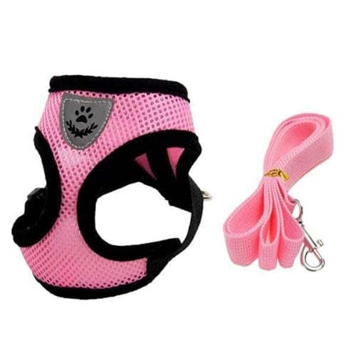 FewNvWa 2xMesh Hundebrust Rückenweste, Atmungsaktives Und Weiches Haustier, Rosa, M, 2 Stk. von FewNvWa