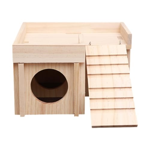 FewNvWa Hamster Labyrinth Wood House Cage Accessoires mit Leiterkabine Multifunktionales Haus Versteck Holzspielzeug für Hamstermäuse Lemmings von FewNvWa