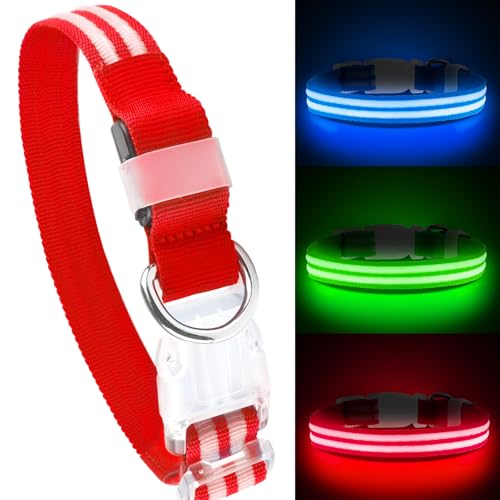 Feycig Leuchthalsband Hund USB Aufladbar - LED Hundehalsband Leuchtend Wasserdicht Leuchtendes Hunde Halsband Einstellbare für Kleine Mittlere Große Hunde, 3 Modi von Feycig