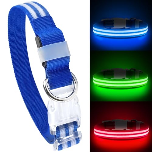 Feycig Leuchthalsband Hund USB Aufladbar - LED Hundehalsband Leuchtend Wasserdicht Leuchtendes Hunde Halsband Einstellbare für Kleine Mittlere Große Hunde, 3 Modi von Feycig