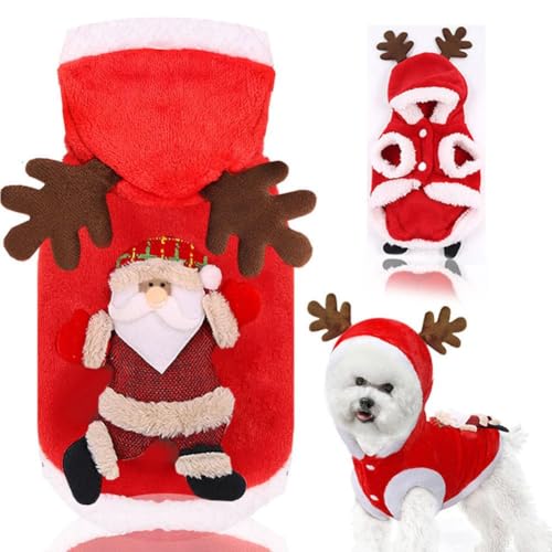 Weihnachts-Outfit für Hunde, Weihnachtsmann-Kostüm mit Elchgeweih, Kätzchen-Weihnachtskostüm für kleine, mittelgroße Hunde, Katzen, Haustiere (A AL) von Fgbetcv