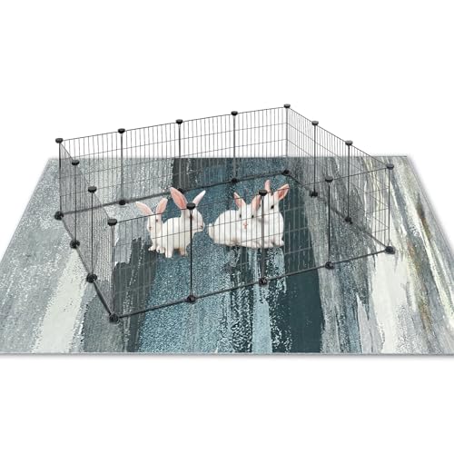 Fhiny Bunny Cage Liner, 228,6 x 157,5 cm, waschbar, wiederverwendbar, für Kaninchen, Kaninchen, Bodenmatten, Haustiere, Hunde, mit rutschfester Unterseite, Haustierkäfigeinlage für Punnies, von Fhiny