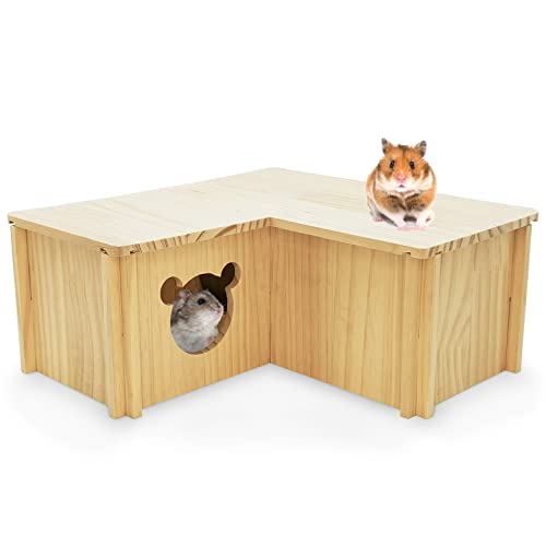 Fhiny Hamsterhaus aus Holz, mehrere Kammern, Hamster-Versteck und Tunnel, abnehmbarer Aktivitätsraum, Erkundungsspielzeug, Ratten, Mäuse, Lemmings (groß – 3 Zimmer) von Fhiny