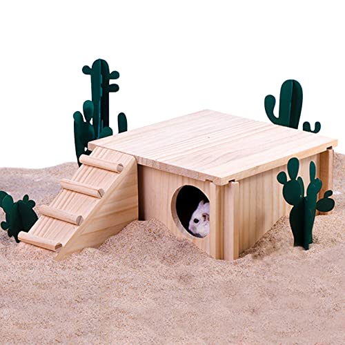 Fhiny Hamsterversteck aus Holz für Kleintiere, Rennmäuse, Kammerhütte mit Leiter, Lebensräume, Dekor, Labyrinth-Kletterspielzeug für syrische Zwerghamster, Mäuse und andere kleine Haustiere von Fhiny